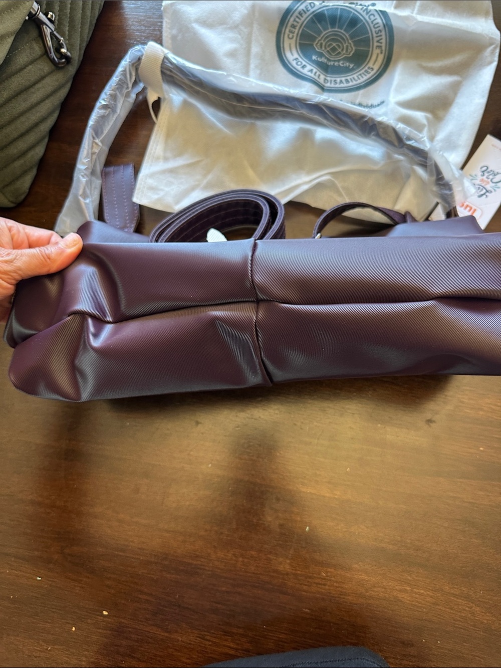 lug half plunge in Plum Crossbody Bag with Adjustable Strap - Picture 7 of 7